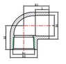 Отвод переходной ПВХ 90° клеевое соединение, внутренняя резьба ,PN 16, d 40*1.1/4" мм